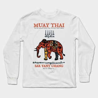 Vintage Muay Thai Tattoo Elephant Long Sleeve T-Shirt